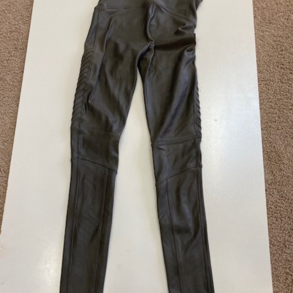 Spanx Faux Leather Moto Leggings Very Black Size Small